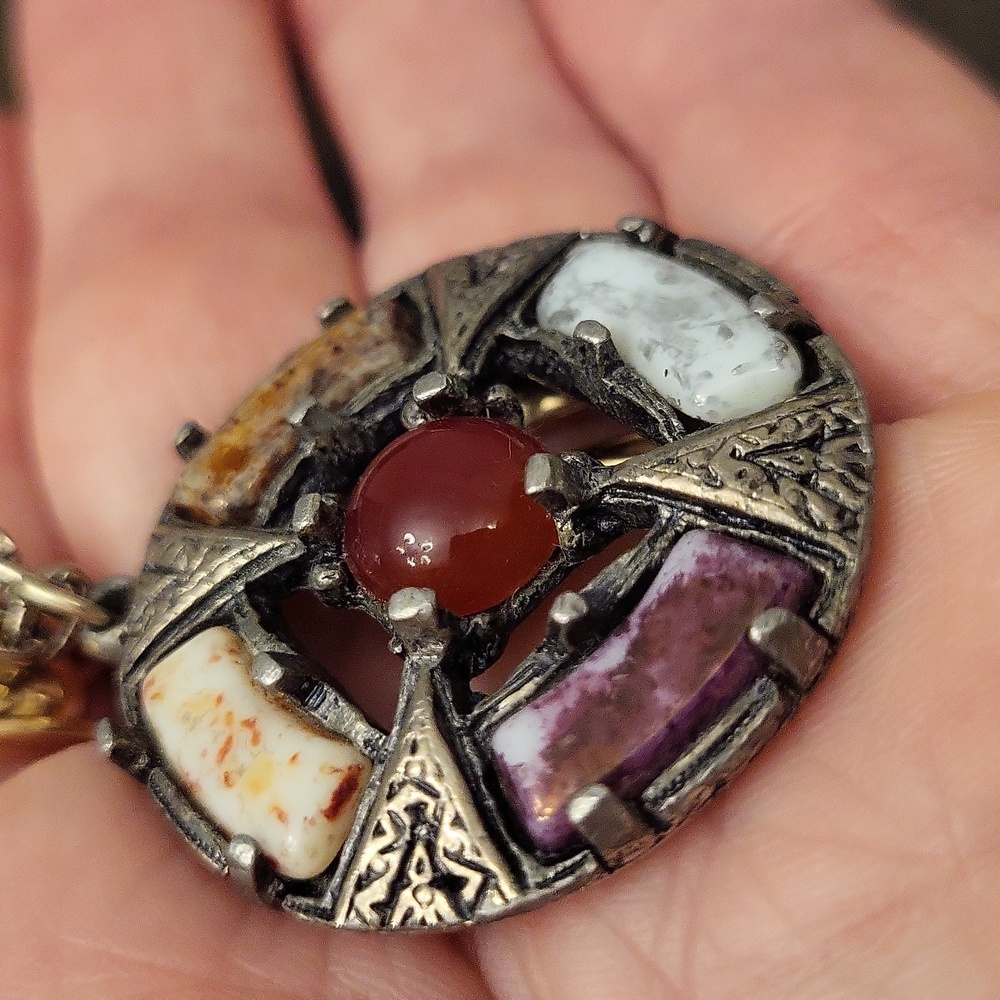 Pewter Gemstone Celtic Pendant Necklace - Picture 4 of 10